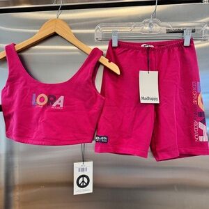 NWT MadHappy Matching SET Local Optimist Run Club Matching Shorts & Top in Peony